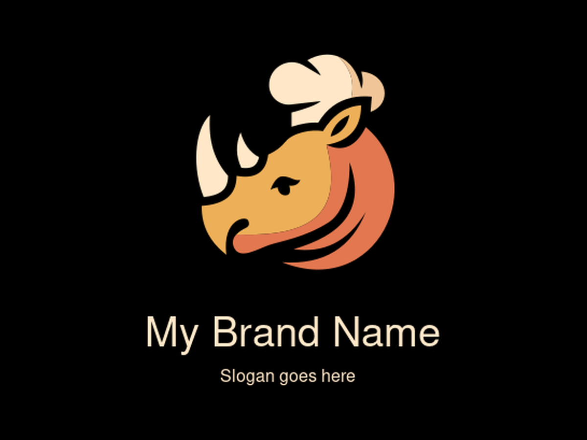Rhino with Chef Hat Logo Design for Unique Culinary and Restaurant Brands
